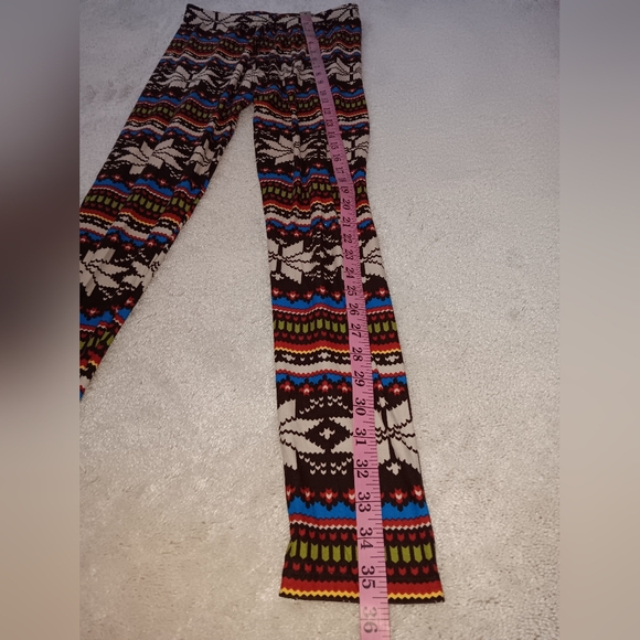 White Mark~Brown Colorful Fair Isle Soft Spandex Leggings NWOT - Picture 12 of 15